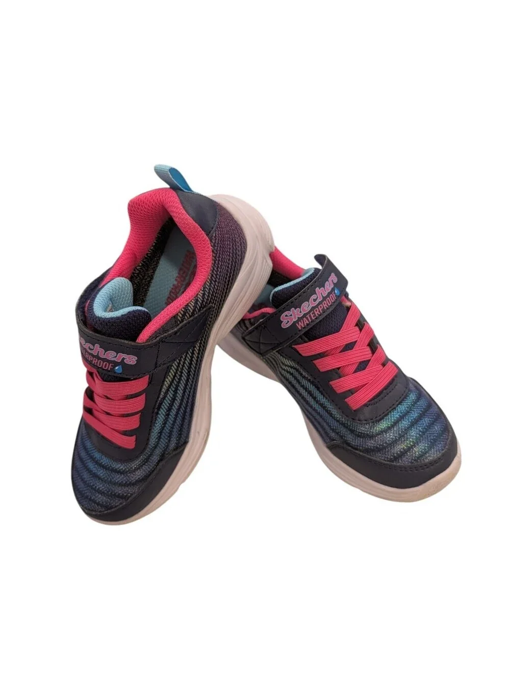 Skechers Girls Waterproof Athletic Shoe - Teal & Hot Pink Size 12.5